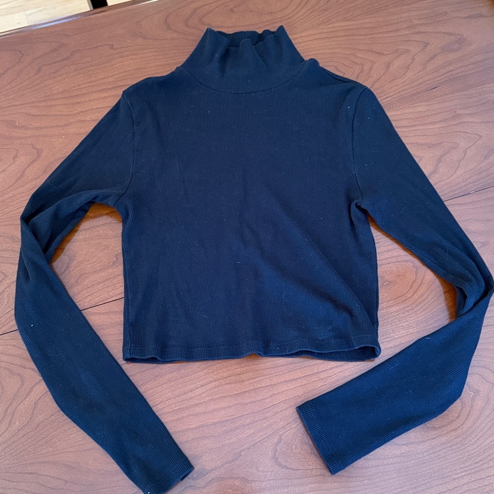 Reformation Ribbed Black Turtleneck Top